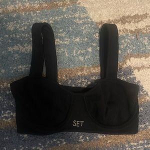 Black Set Active Contour Sports Bra